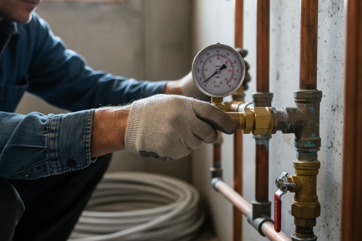 Pressure testing a repaired line during Water Line Repair in Key West